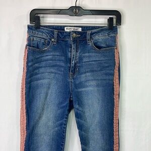 🏁 velvet heart denim Trina high-rise skinny ankle jeans angled & frayed hemline